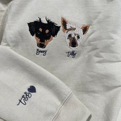 embroidered custom couple dog x name amp initials on sleeve hoodie