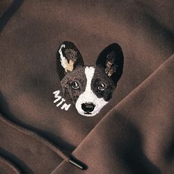 embroidered custom dog with name hoodie