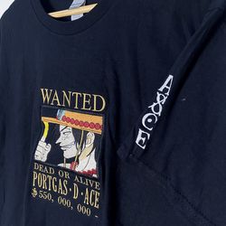 embroidered portgas d.ace most wanted shirt for anime fan