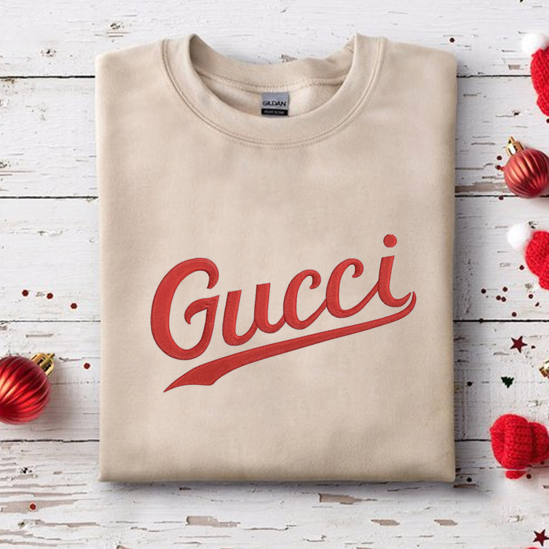 Gucci Red Text Embroidered Sand Sweatshirt Gifts For Her.jpg
