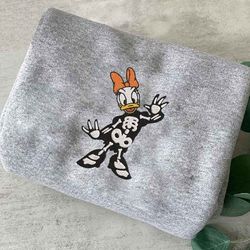 halloween daisy duck skeleton embroidered sweatshirt