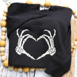 halloween skeleton hands embroidered sweatshirt