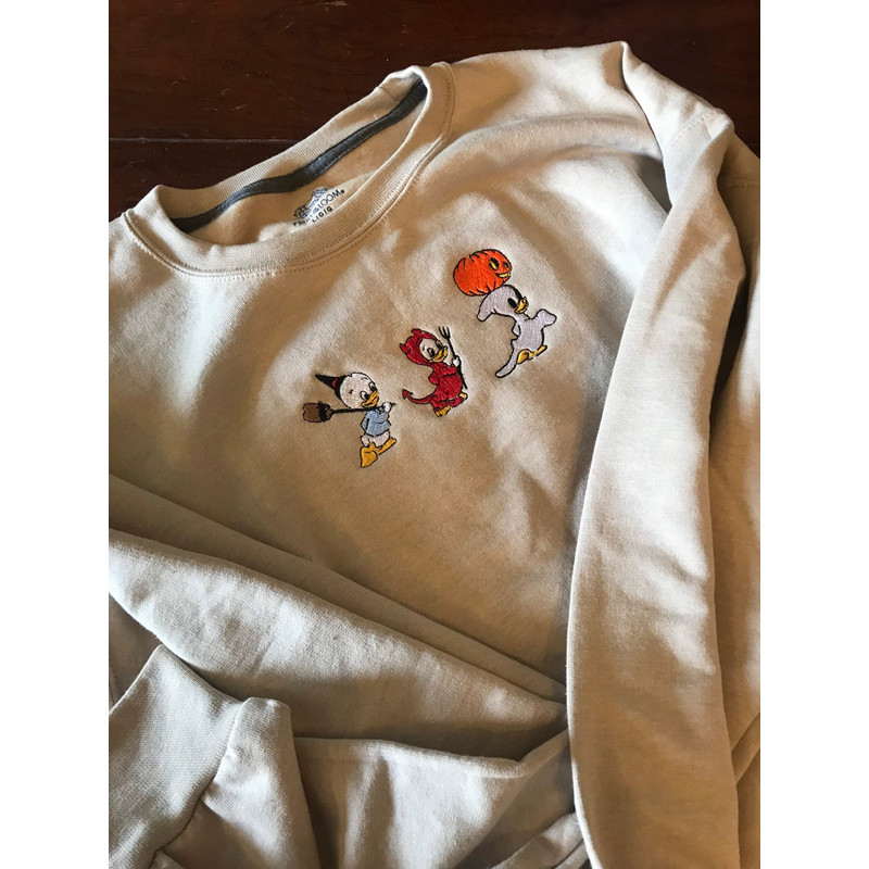 Huey Dewey And Louie Duck Trick Or Treat Halloween Embroidered Sweatshirt.jpg