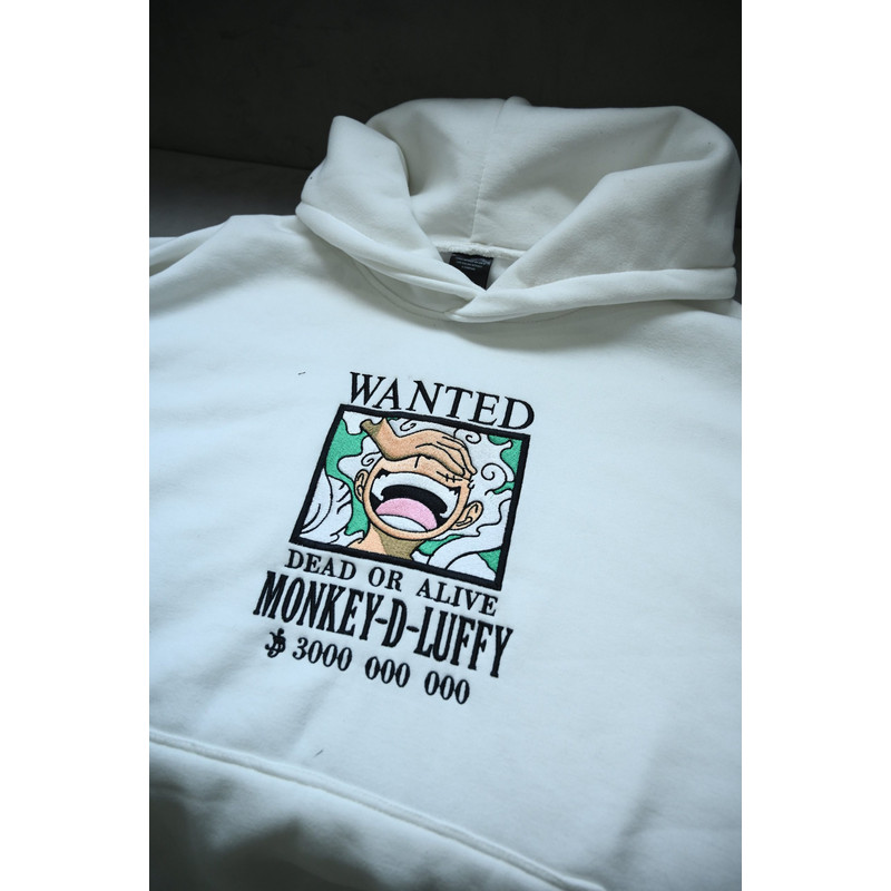 Monky D Luffy Gear 5 Wanted Dead Or Alive Embroidered Hoodie.jpg