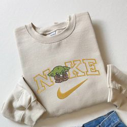 nike swoosh baby yoda star wars embroidered sweatshirt