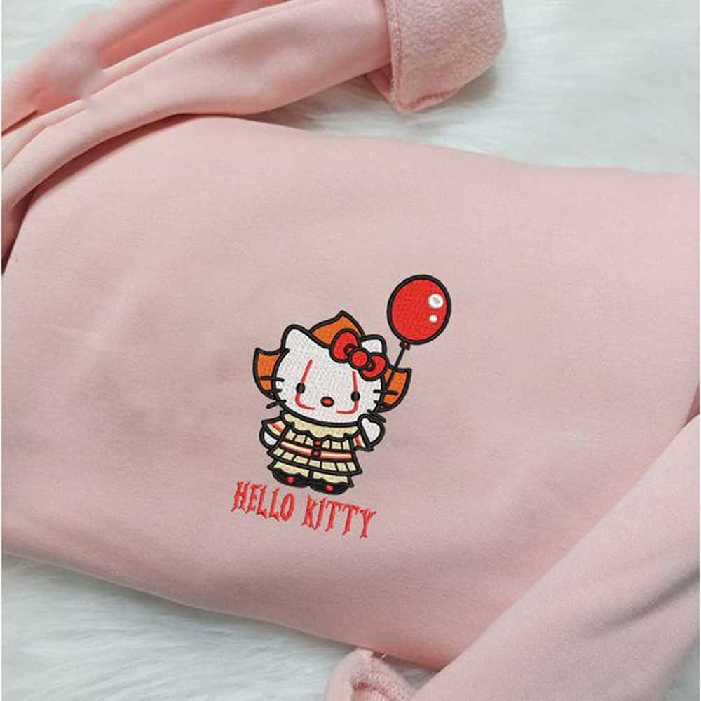 Pennywise IT Hello Kitty Embroidered Sweatshirt.jpg
