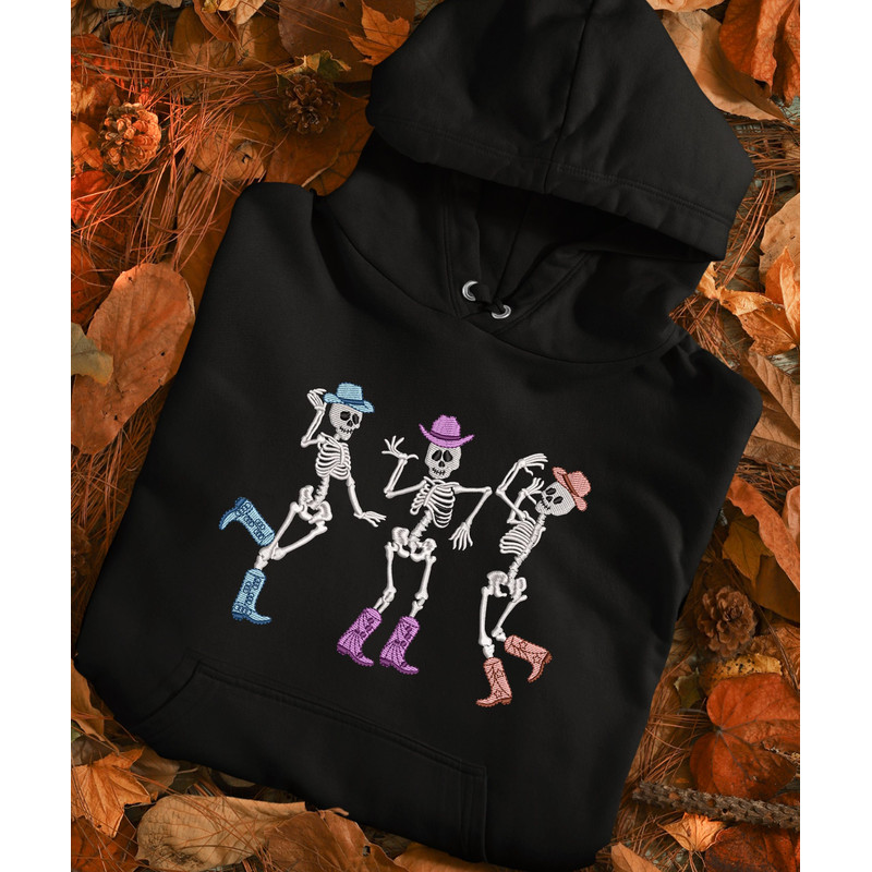 Pumpkin Halloween Dancing Skeleton Embroidery Sweatshirt.jpg