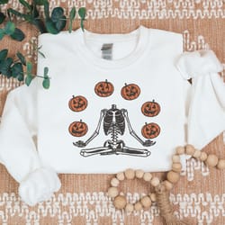 skeleton pumpkin halloween embroidered sweatshirt