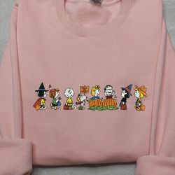 snoopy and friends halloween embroidered sweatshirt