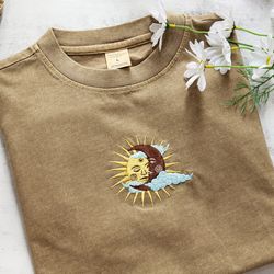 sun and moon embroidered tshirt gifts for her