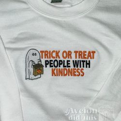 trick or treat people with kindness embroidered sweatshirt