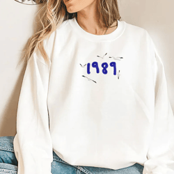 1989 new font custom year name embroidered sweatshirt