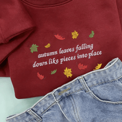 leaves all too well embroidered sweatshirt hoodie