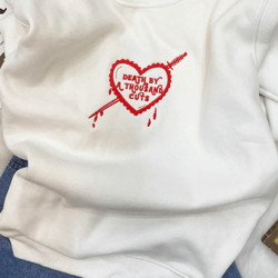 death by a thousand cuts heart embroidered sweatshirt