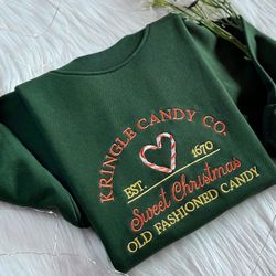 kringle candy co embroidered sweatshirt, vintage christmas candy embroidered hoodie, sweet christmas candy sweater