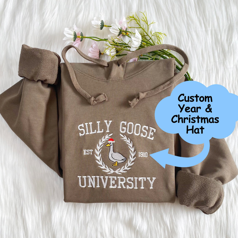 Silly Goose University Embroidered Sweatshirt  Custom Goose Embroidered Hoodie  Silly Goose Sweater  Crew Neck Sweatshirt  Gift For Her.jpg