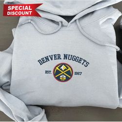 vintage denver nuggets est 1967 embroidered unisex shirt, nuggets nba t shirt, basketball