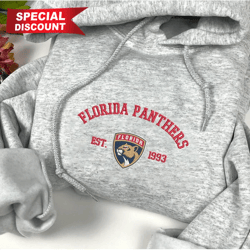 vintage florida panthers embroidered sweatshirt, nhl embroidered sweater, embroidered nhl shirt