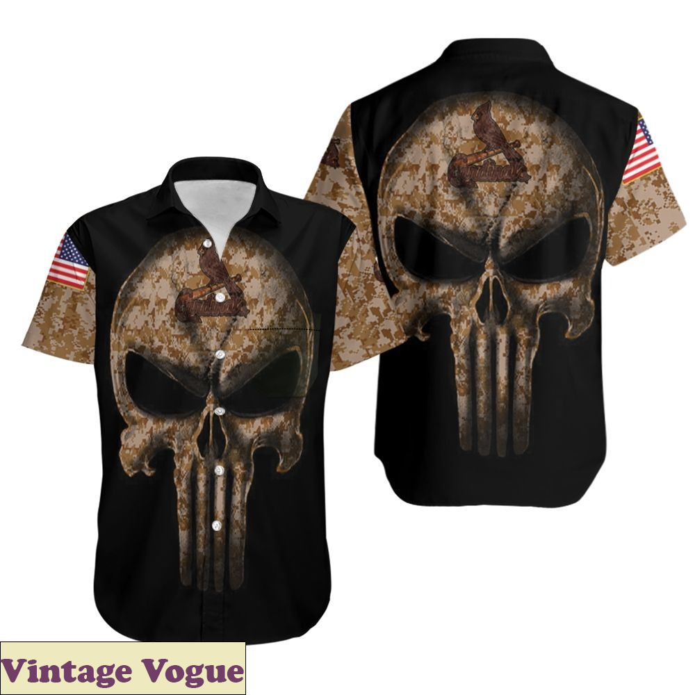 Camouflage Skull St Louis Cardinals American Flag Hawaiian Shirt, Cardinals Hawaiian Shirt.jpg