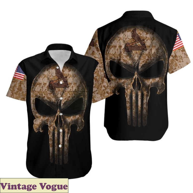 Camouflage Skull St Louis Cardinals American Flag Hawaiian Shirt, Cardinals Hawaiian Shirt.jpg