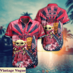 cute baby yoda st louis cardinals aloha shirt