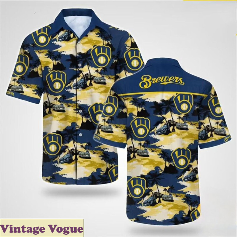 Milwaukee Brewers Floral Short Sleeve Trending Hawaiian Shirt - Brewers Aloha Shirt.jpg