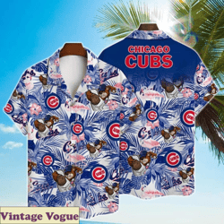 Chicago Cubs Mascot And Hibiscus Pattern Aloha Shirt, Cubs Aloha Shirt