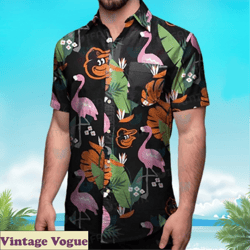 orioles and flamingo aloha shirt, orioles aloha shirt