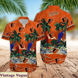 orioles tropical sea and parrots aloha shirt, orioles aloha shirt