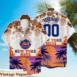 personalized major league baseball 3d print cool mets aloha shirt