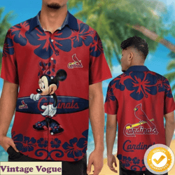 st louis cardinals minnie mouse aloha shirt, cardinals aloha shirt