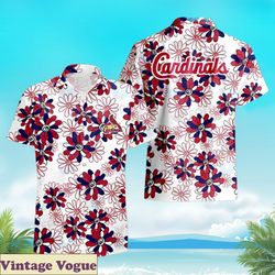 st cardinals aloha shirt flower pattern gift, st louis cardinals aloha shirt