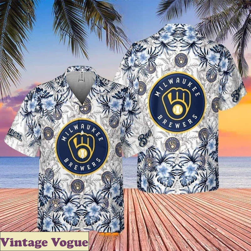 Tropical Flowers With Milwaukee Brewers Hawaiian Shirt For Fans - Brewers Hawaiian Shirt.jpg