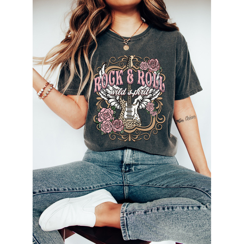 Custom Rock n Roll Tee,Vintage Style Rock and Roll shirt, Guitar shirt, Rock & Roll t-shirt, Music lover tee, Songwriter t-shirt, Lets Rock.jpg