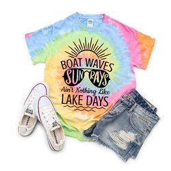 lake days tie dye shirt, boat waves sun rays shirt, like lake days tee