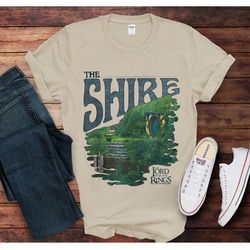 The Shire tshirt , Gift for Hobbit Lovers , Merch Tolkien Aragorn Frodo Baggins Elven Elrond