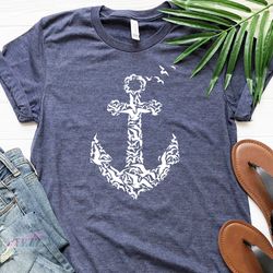 anchor shirt, anchor birds shirt, nautical shirt