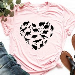 dinosaur shirt, heart dino shirt, cute dinosaur shirt