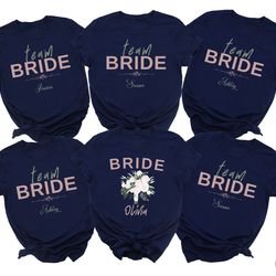 bachelorette party shirts, personalized hen party t-shirts, team bride shirt