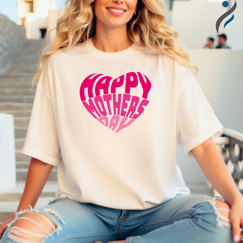 Heart Shape Happy Mothers Day Tshirt as Mothers Day Gift, Heart Logo Shirt as Gift Idea For Mom, Happy Mothers Day Tee With Heart Logo.jpg