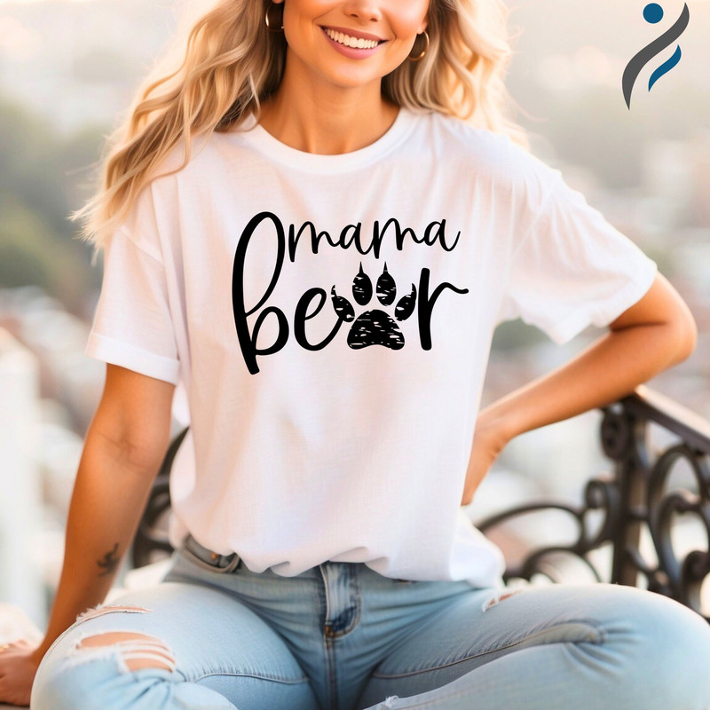 Mama Bear T-shirt With Paw Logo as Gift Idea For Animal Lovers Mom, Mama Bear Shirt as Mothers Day Gift, Mom Tee as New Mom Gift.jpg
