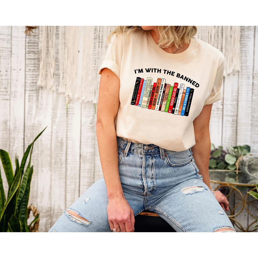 I'm With The Banned, Banned Books Shirt, Banned Books Sweatshirt, Unisex Super Soft Premium Graphic T-Shirt,Reading Shirt, Librarian Shirt.jpg