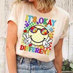 it's okay to be different shirt, retro autism awareness shirt, trendy autism acceptance shirt