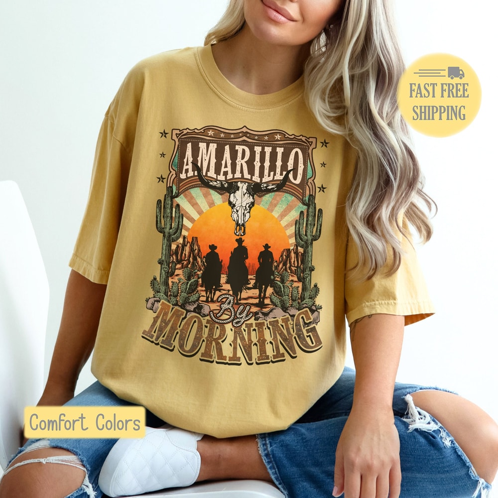 Amarillo By Morning, Boho Shirt, Country Music Shirt, Country Girl Shirt, Country Lyrics Tee, Cactus Shirt, Cute Tshirt, Plus Size.jpg