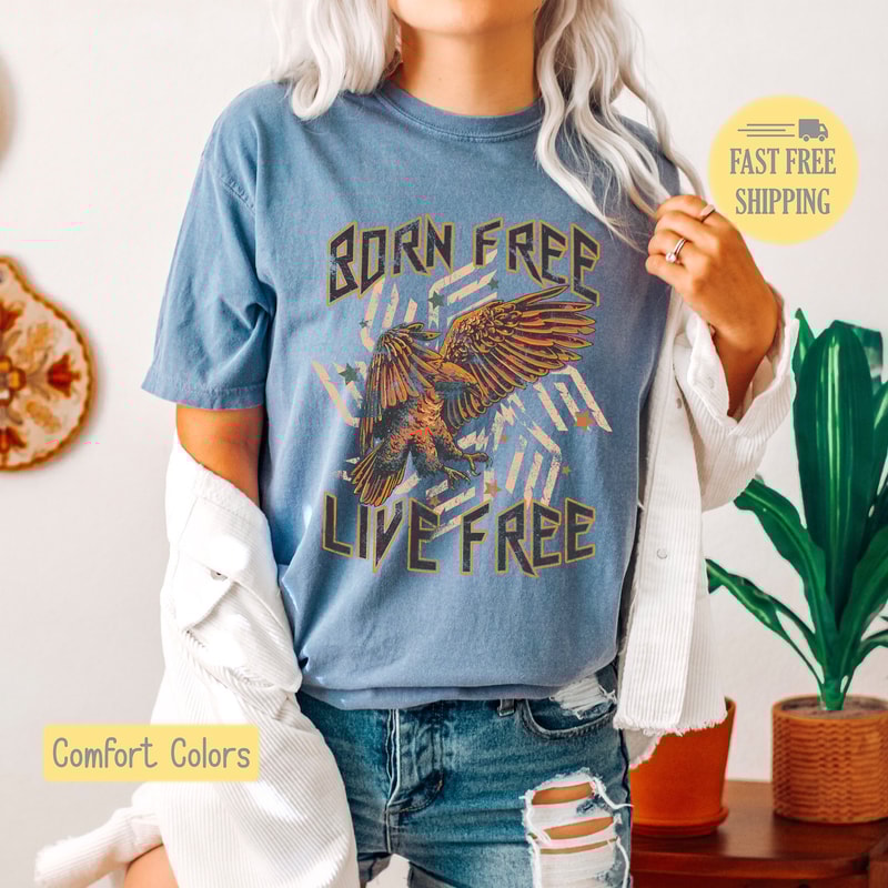 Born Free Shirt, Rock and Roll Tshirt, Vintage Tee, Boho Tee Shirt, Live Free Graphic Tee, Festival Shirt, Trending Now, Comfort Colors.jpg