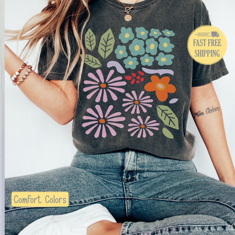 Cute Flowers Tee, Boho Flower Shirt, Summer Graphic Tee, Daisy Flower Shirt, Cute Flower Shirt, Flower Sweatshirt, Boho Tee, Boho Sweatshirt.jpg