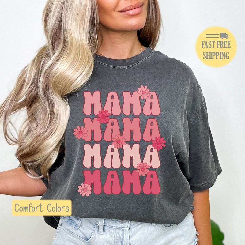 Cute Pink Mama Graphic Tee, Mama Sweatshirt, Mama Floral Tshirt, Daisy Mama T-shirt, Pink Daisy Tee Shirt, Comfort Colors, Trending Now.jpg