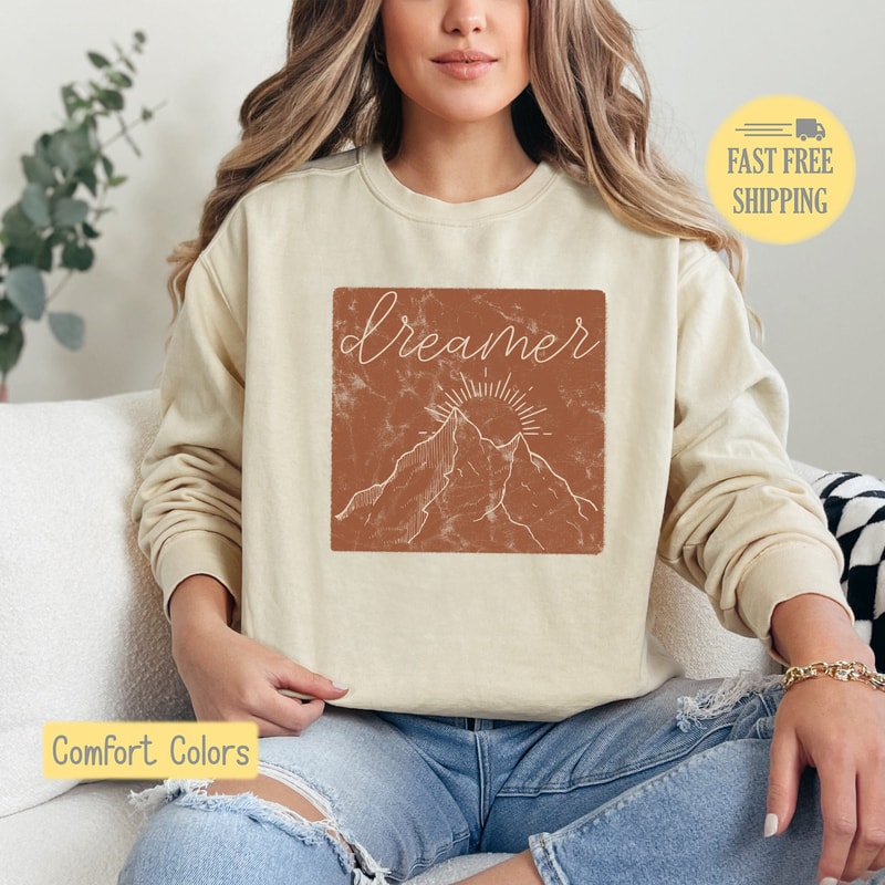 Dreamer Sweatshirt, Boho Tee Shirt, Abstract Tshirt, Vintage Tee Shirt, Cute Gift for Friend, Comfort Colors, Trending Now, Popular Now.jpg