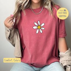 happy daisy flower t-shirt, daisy tee, smiley tshirt