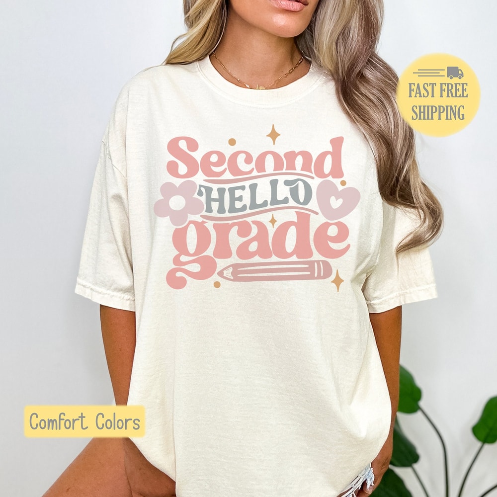 Hello Second Grade, Cute Teacher Shirt, Teacher Graphic Tee, Back to School Shirt, 2nd Grade Teacher Tee,Graphic Sweatshirt,Daisy Flower Tee.jpg